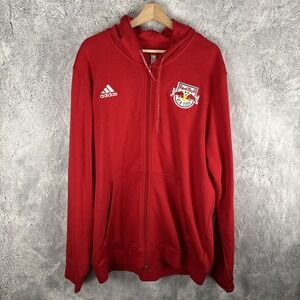 Adidas New York Red Bulls Soccer Club Full Zip Hoodie Red Size 2XL